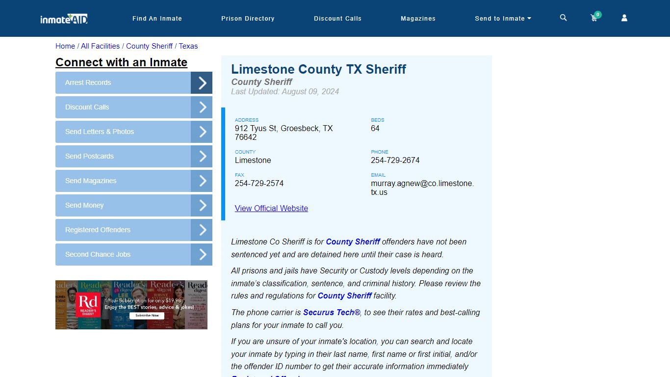 Limestone County TX Sheriff & Arrest Search - InmateAid