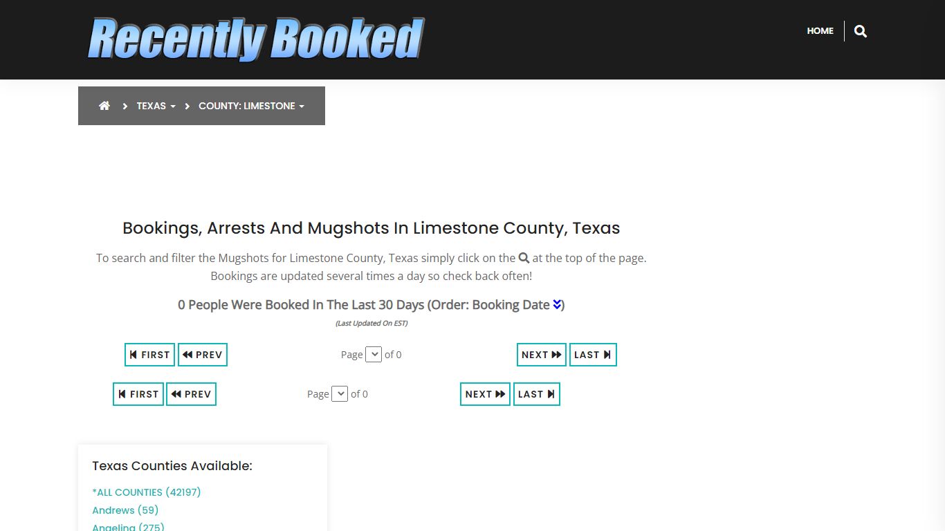 Bookings, Arrests and Mugshots in Limestone County, Texas - Recently Booked